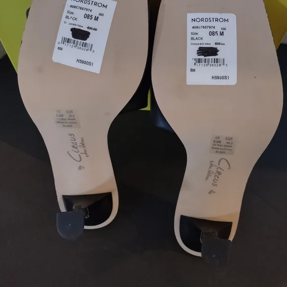 NIB Sam Edelman Black Slade Women's Sandal Heels 8.5 M Slide/Mules Faux Leather - Picture 5 of 12